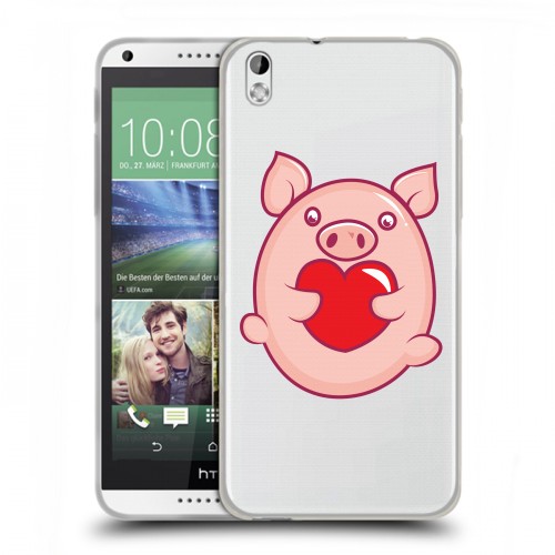 Полупрозрачный дизайнерский пластиковый чехол для HTC Desire 816 Прозрачные свинки