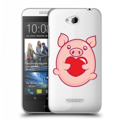 Полупрозрачный дизайнерский пластиковый чехол для HTC Desire 616 Прозрачные свинки