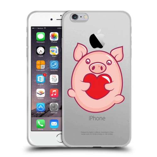 Полупрозрачный дизайнерский силиконовый чехол для Iphone 6 Plus/6s Plus Прозрачные свинки