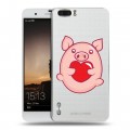 Полупрозрачный дизайнерский силиконовый чехол для Huawei Honor 6 Plus Прозрачные свинки