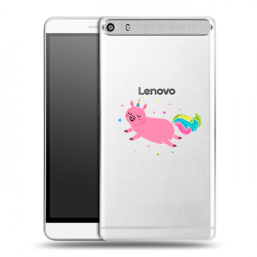Полупрозрачный дизайнерский пластиковый чехол для Lenovo Phab Plus Прозрачные свинки