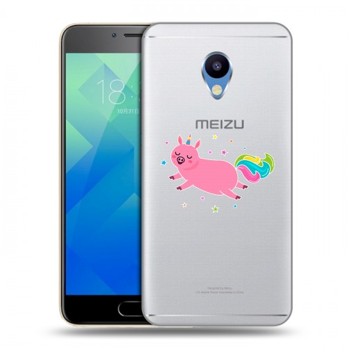 Полупрозрачный дизайнерский пластиковый чехол для Meizu M5 Прозрачные свинки