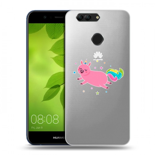 Полупрозрачный дизайнерский пластиковый чехол для Huawei Nova 2 Plus Прозрачные свинки
