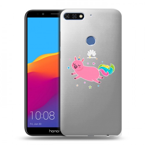 Полупрозрачный дизайнерский пластиковый чехол для Huawei Honor 7C Pro Прозрачные свинки