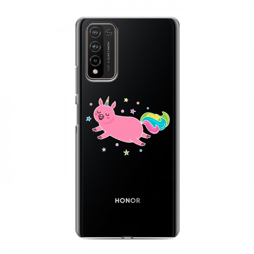 Полупрозрачный дизайнерский пластиковый чехол для Huawei Honor 10X Lite Прозрачные свинки