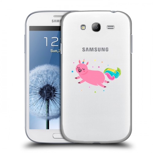 Полупрозрачный дизайнерский пластиковый чехол для Samsung Galaxy Grand Прозрачные свинки
