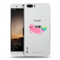 Полупрозрачный дизайнерский силиконовый чехол для Huawei Honor 6 Plus Прозрачные свинки