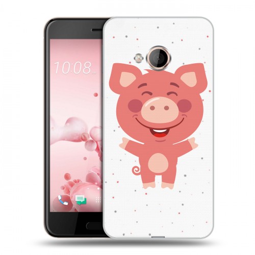 Полупрозрачный дизайнерский пластиковый чехол для HTC U Play Прозрачные свинки