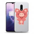 Полупрозрачный дизайнерский пластиковый чехол для OnePlus 7 Прозрачные свинки