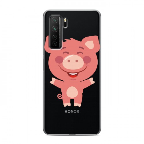 Полупрозрачный дизайнерский силиконовый с усиленными углами чехол для Huawei Honor 30S Прозрачные свинки