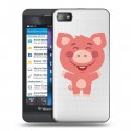 Полупрозрачный дизайнерский пластиковый чехол для BlackBerry Z10 Прозрачные свинки