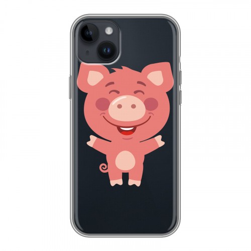 Полупрозрачный дизайнерский пластиковый чехол для Iphone 14 Plus Прозрачные свинки
