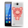 Полупрозрачный дизайнерский пластиковый чехол для Huawei Honor 3c Прозрачные свинки