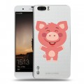 Полупрозрачный дизайнерский пластиковый чехол для Huawei Honor 6 Plus Прозрачные свинки
