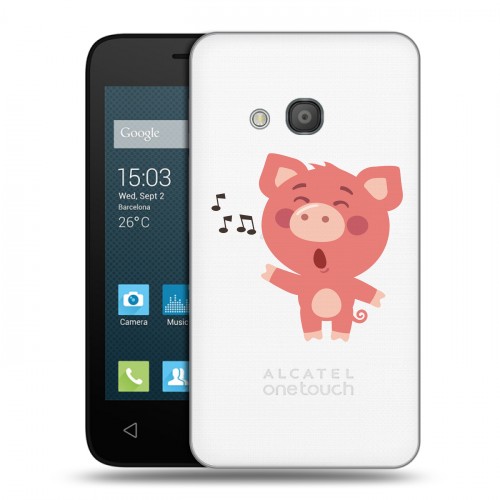 Полупрозрачный дизайнерский пластиковый чехол для Alcatel One Touch Pixi 4 (4) Прозрачные свинки