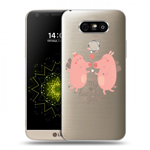 Полупрозрачный дизайнерский пластиковый чехол для LG G5 Прозрачные свинки