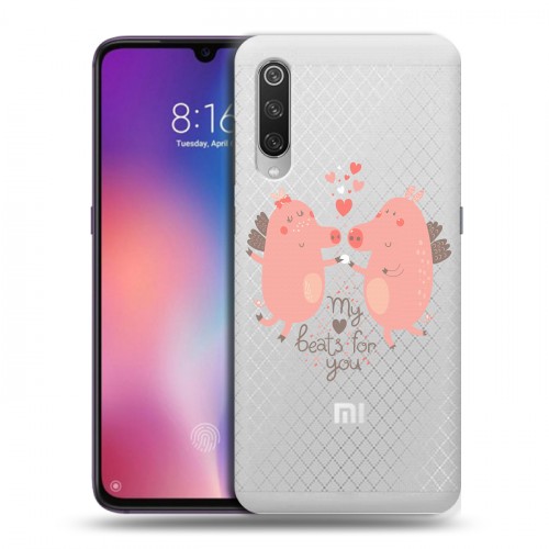 Полупрозрачный дизайнерский силиконовый с усиленными углами чехол для Xiaomi Mi9 Прозрачные свинки