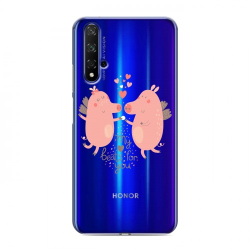 Полупрозрачный дизайнерский силиконовый чехол для Huawei Honor 20 Прозрачные свинки