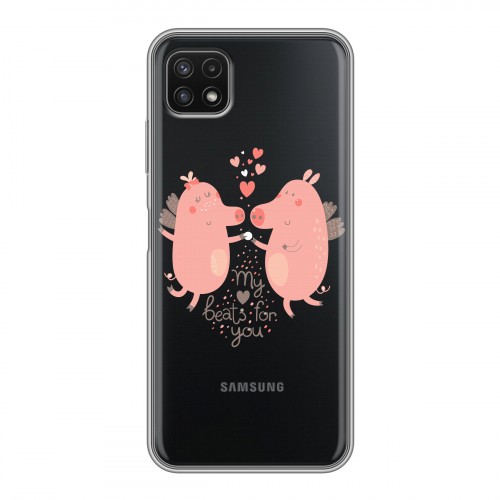 Полупрозрачный дизайнерский силиконовый с усиленными углами чехол для Samsung Galaxy A22s 5G Прозрачные свинки