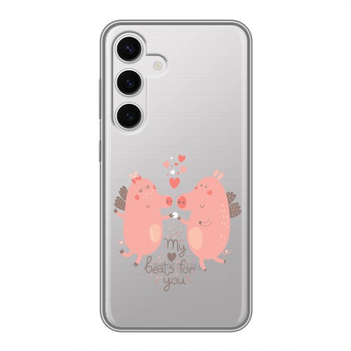 Полупрозрачный дизайнерский пластиковый чехол для Samsung Galaxy S24 Прозрачные свинки