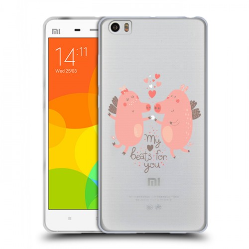 Полупрозрачный дизайнерский силиконовый чехол для Xiaomi Mi Note Прозрачные свинки