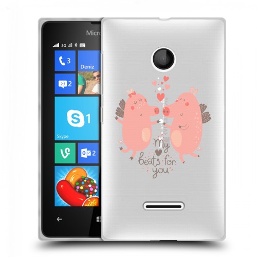 Полупрозрачный дизайнерский пластиковый чехол для Microsoft Lumia 435 Прозрачные свинки