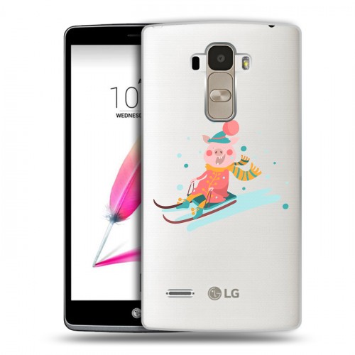 Полупрозрачный дизайнерский пластиковый чехол для LG G4 Stylus Прозрачные свинки