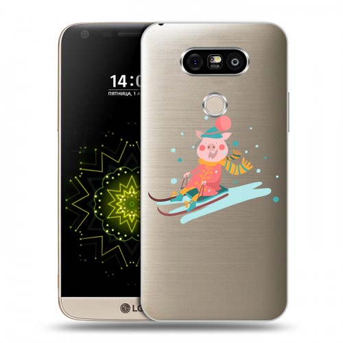 Полупрозрачный дизайнерский пластиковый чехол для LG G5 Прозрачные свинки