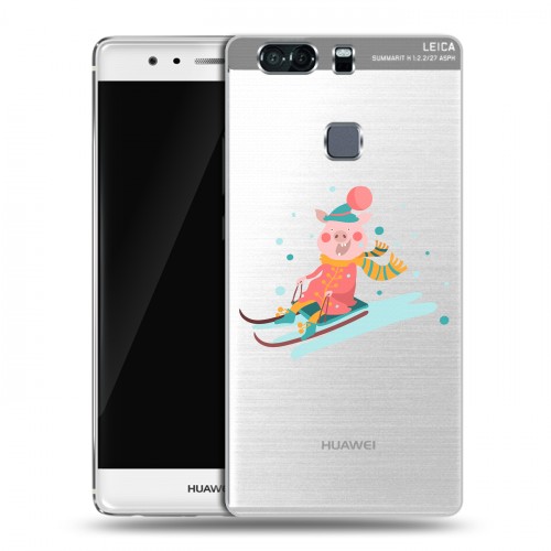 Полупрозрачный дизайнерский пластиковый чехол для Huawei P9 Plus Прозрачные свинки