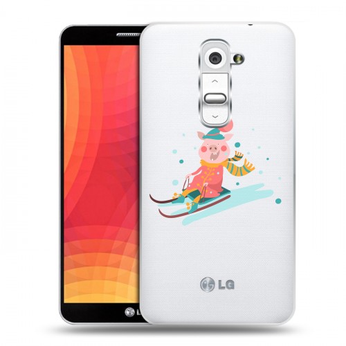 Полупрозрачный дизайнерский пластиковый чехол для LG Optimus G2 Прозрачные свинки