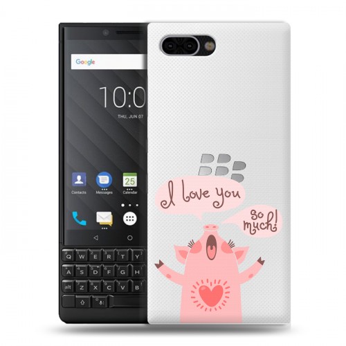 Полупрозрачный дизайнерский пластиковый чехол для BlackBerry KEY2 Прозрачные свинки