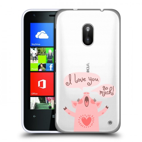 Полупрозрачный дизайнерский пластиковый чехол для Nokia Lumia 620 Прозрачные свинки