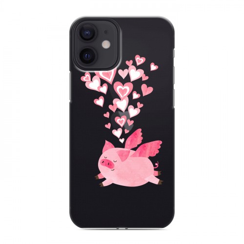 Полупрозрачный дизайнерский силиконовый с усиленными углами чехол для Iphone 12 Mini Прозрачные свинки