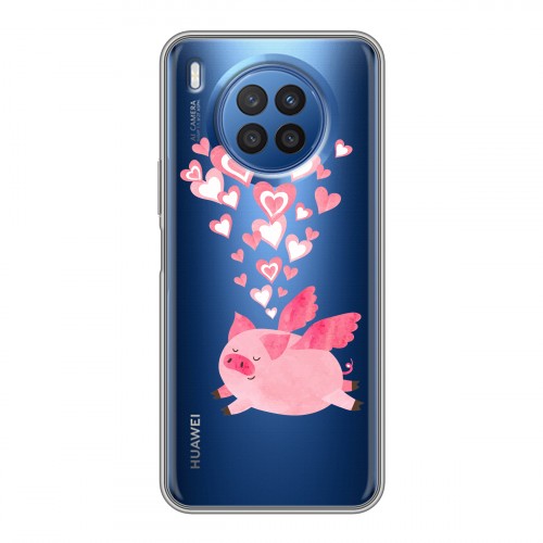 Полупрозрачный дизайнерский силиконовый с усиленными углами чехол для Huawei Nova 8i Прозрачные свинки