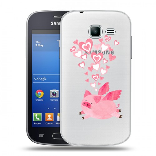 Полупрозрачный дизайнерский пластиковый чехол для Samsung Galaxy Trend Lite Прозрачные свинки