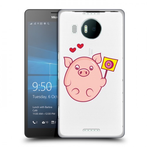 Полупрозрачный дизайнерский пластиковый чехол для Microsoft Lumia 950 XL Прозрачные свинки