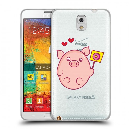 Полупрозрачный дизайнерский пластиковый чехол для Samsung Galaxy Note 3 Прозрачные свинки