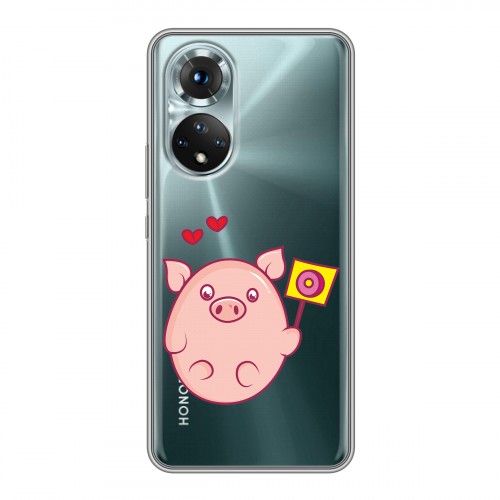 Полупрозрачный дизайнерский силиконовый чехол для Huawei Honor 50 Прозрачные свинки