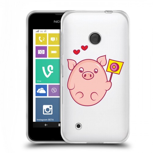 Полупрозрачный дизайнерский пластиковый чехол для Nokia Lumia 530 Прозрачные свинки