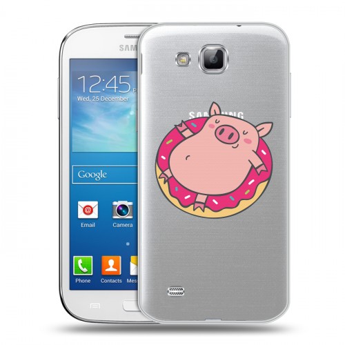 Полупрозрачный дизайнерский пластиковый чехол для Samsung Galaxy Premier Прозрачные свинки