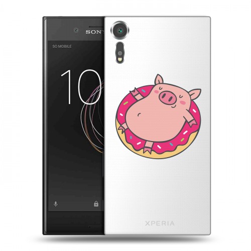 Полупрозрачный дизайнерский пластиковый чехол для Sony Xperia XZs Прозрачные свинки