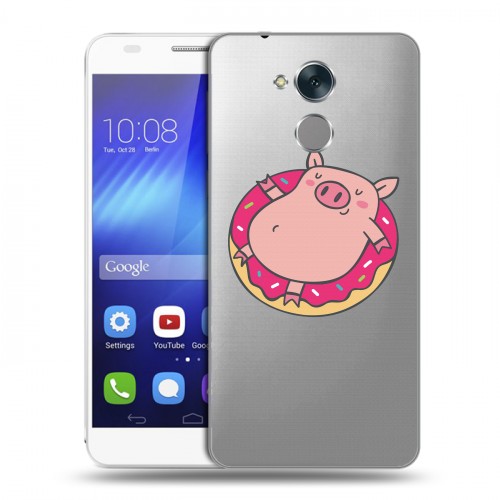 Полупрозрачный дизайнерский пластиковый чехол для Huawei Honor 6C Прозрачные свинки