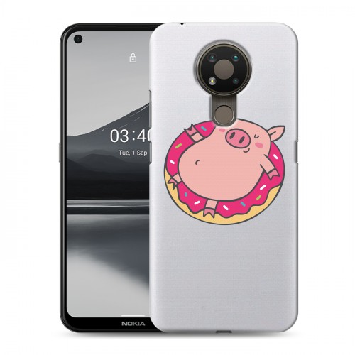 Полупрозрачный дизайнерский пластиковый чехол для Nokia 3.4 Прозрачные свинки