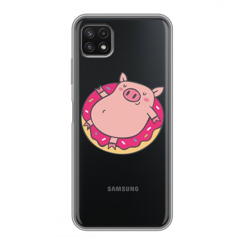 Полупрозрачный дизайнерский силиконовый с усиленными углами чехол для Samsung Galaxy A22s 5G Прозрачные свинки