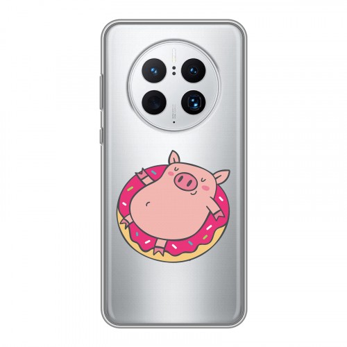 Полупрозрачный дизайнерский силиконовый чехол для Huawei Mate 50 Pro Прозрачные свинки
