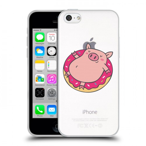 Полупрозрачный дизайнерский пластиковый чехол для Iphone 5c Прозрачные свинки