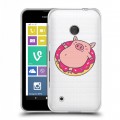 Полупрозрачный дизайнерский пластиковый чехол для Nokia Lumia 530 Прозрачные свинки