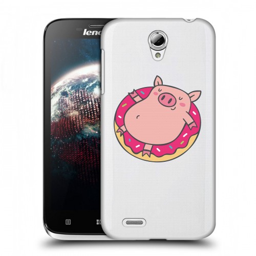 Полупрозрачный дизайнерский пластиковый чехол для Lenovo A859 Ideaphone Прозрачные свинки