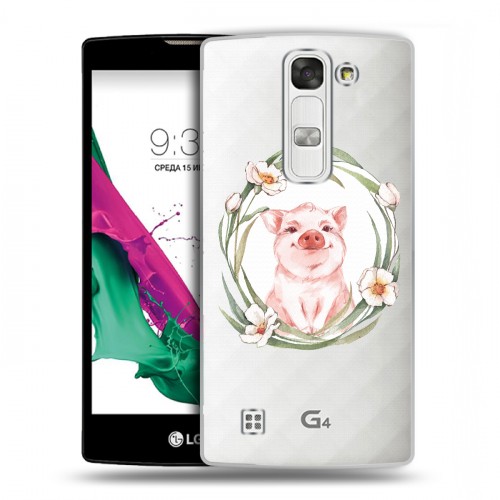 Полупрозрачный дизайнерский пластиковый чехол для LG G4c Прозрачные свинки