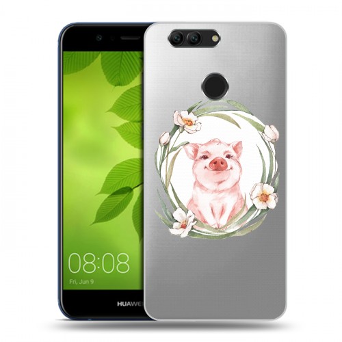 Полупрозрачный дизайнерский пластиковый чехол для Huawei Nova 2 Plus Прозрачные свинки